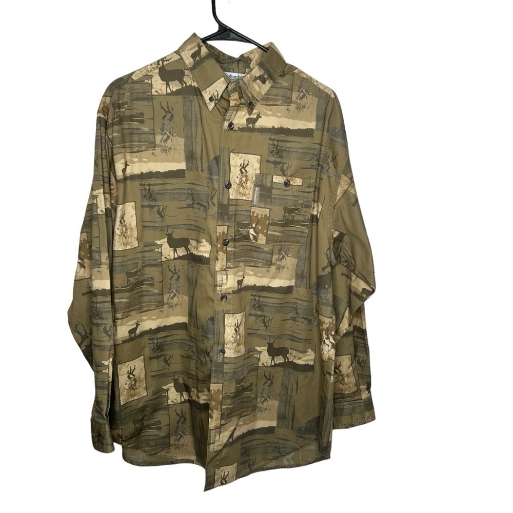 Columbia Men’s River Lodge Pronghorn Button Front Shirt Size Medium Brown Green